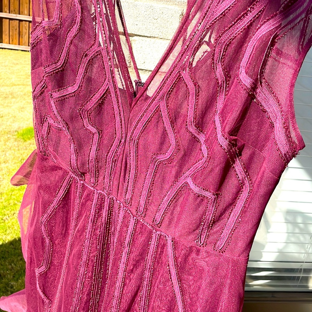 BCBGMaxAzria Plum V-Neck Lace-Overlay Maxi Dress - Picture 2 of 11